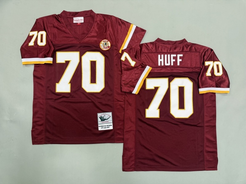 Men 2025 Washington Redskins #70 Huff red Throwback Limited NFL Jersey style 001